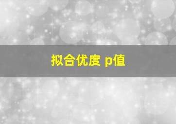 拟合优度 p值